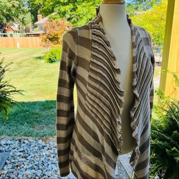Vanity Cardigan  Striped longsleeve lightweight Wrap Size medium - Picture 2 of 8